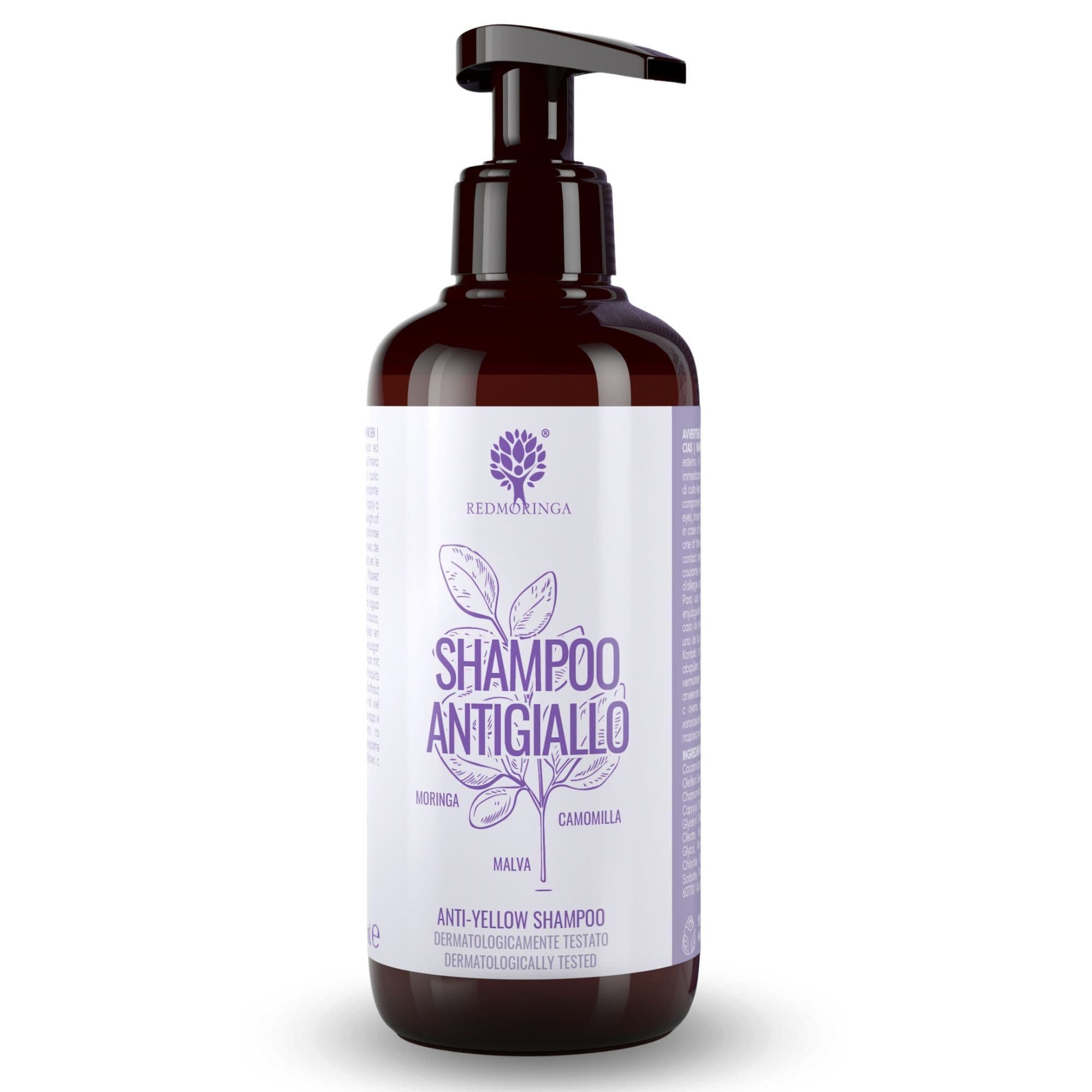 Shampoo Antigiallo BIO alla Moringa – Capelli Biondi e Bianchi Luminosi