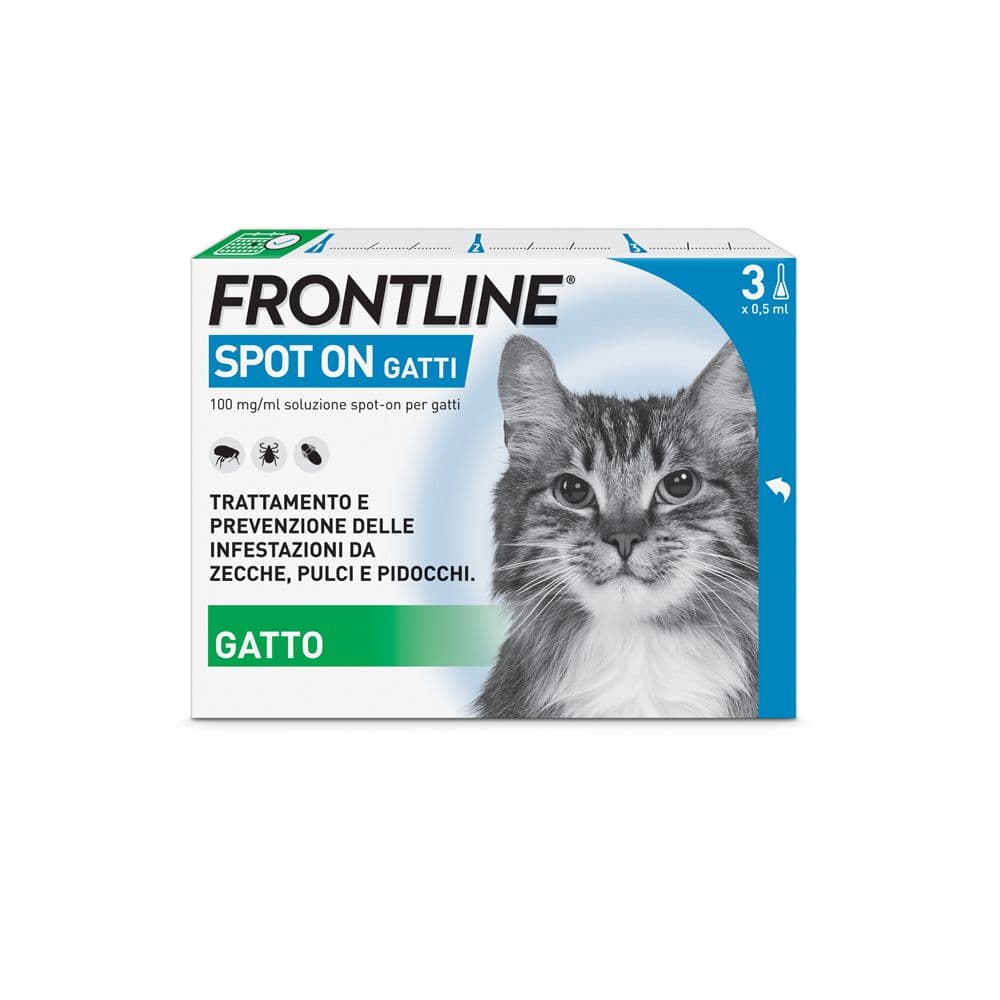 Frontline Spot On Gatti x3 Pipette, Antiparassitario per Gatti, Contro Zecche, Pulci e Pidocchi