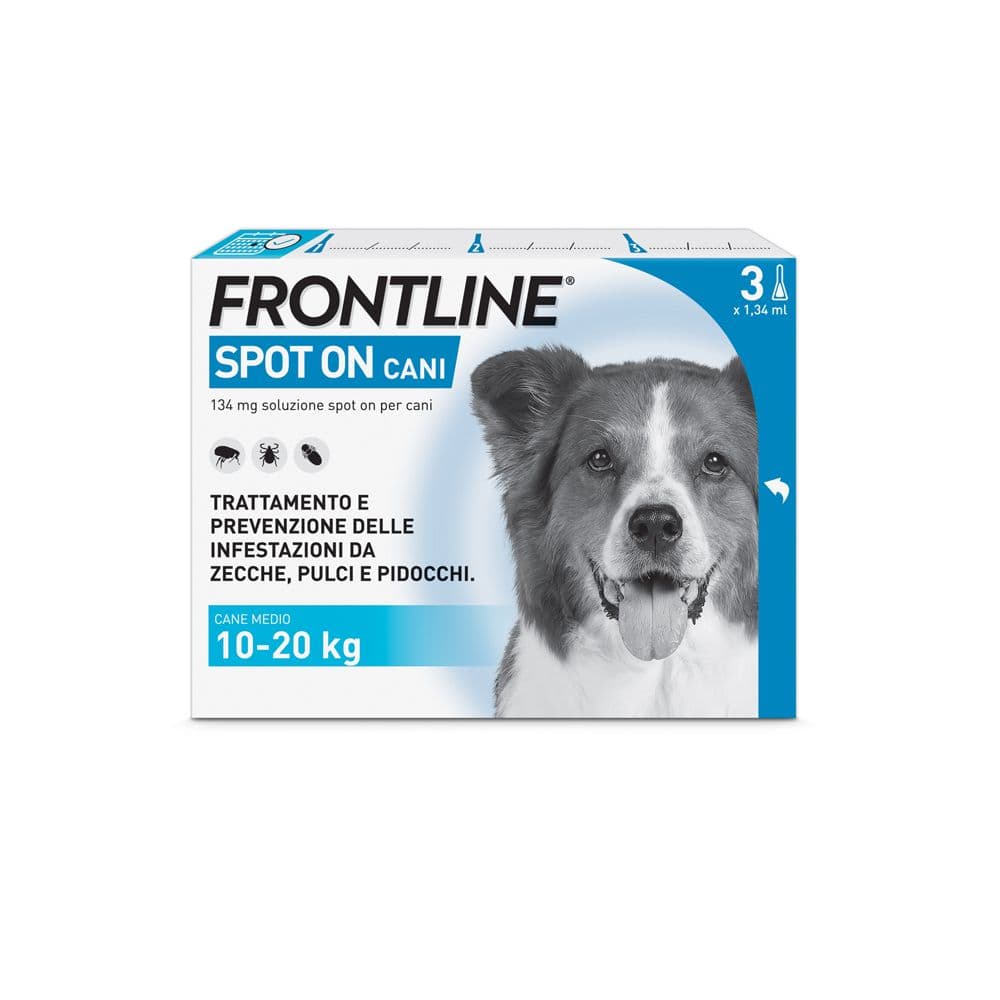 Frontline Spot On Cani x3 Pipette, Antiparassitario Per Cani (10-20Kg) Contro Pulci, Zecche E Pidocchi