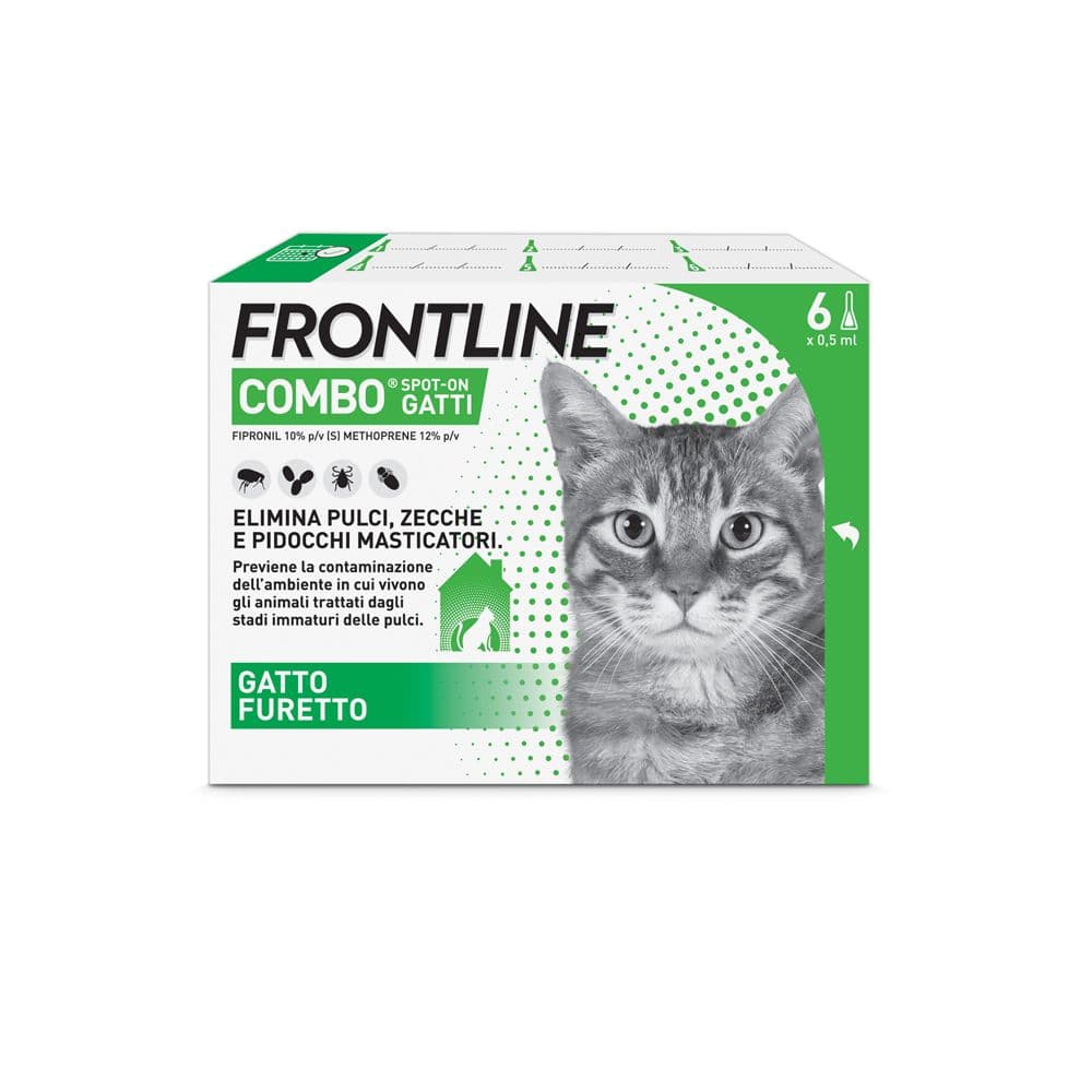 Frontline Combo Gatti x6 Pipette, Antiparassitario Contro Pulci, Zecche E Pidocchi