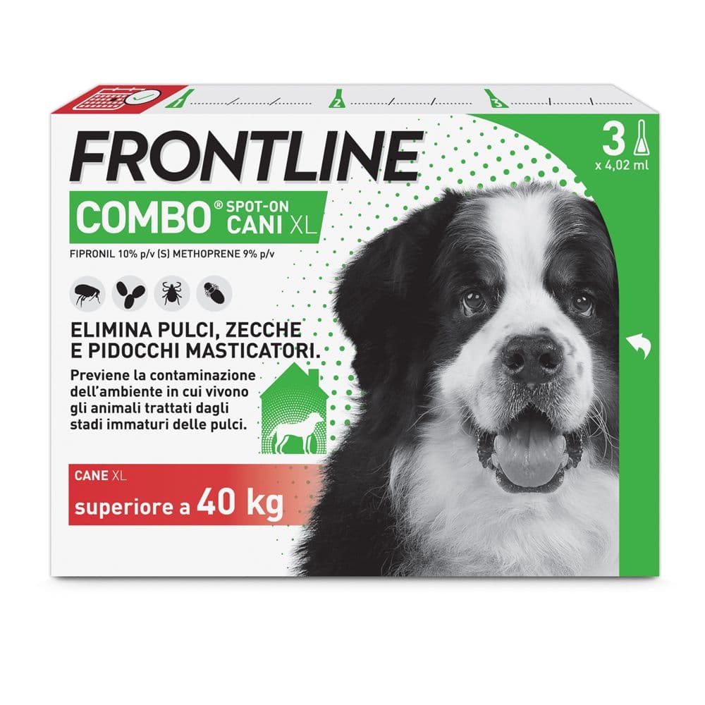Frontline Combo Cani x3 Pipette, Antiparassitario per Cani (+40Kg) Contro Pulci, Zecche E Pidocchi