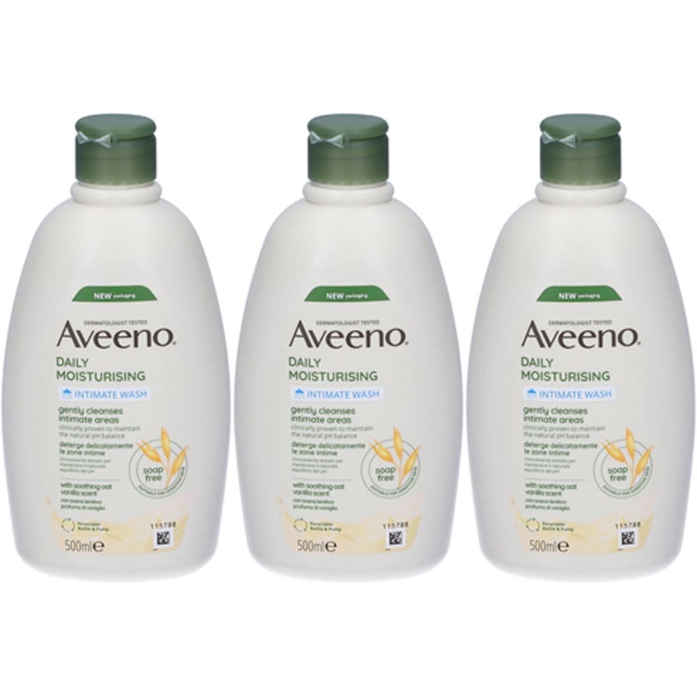 Aveeno Daily Moisturising Detergente Intimo 500ml per un'igiene intima delicata, senza sapone