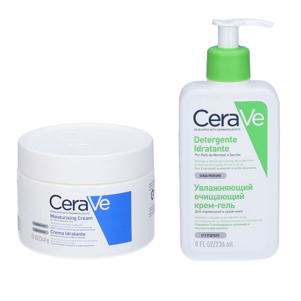 Cerave Crema Corpo Idratante Pelle Molto Secca + Detergente Idratante Viso PNS