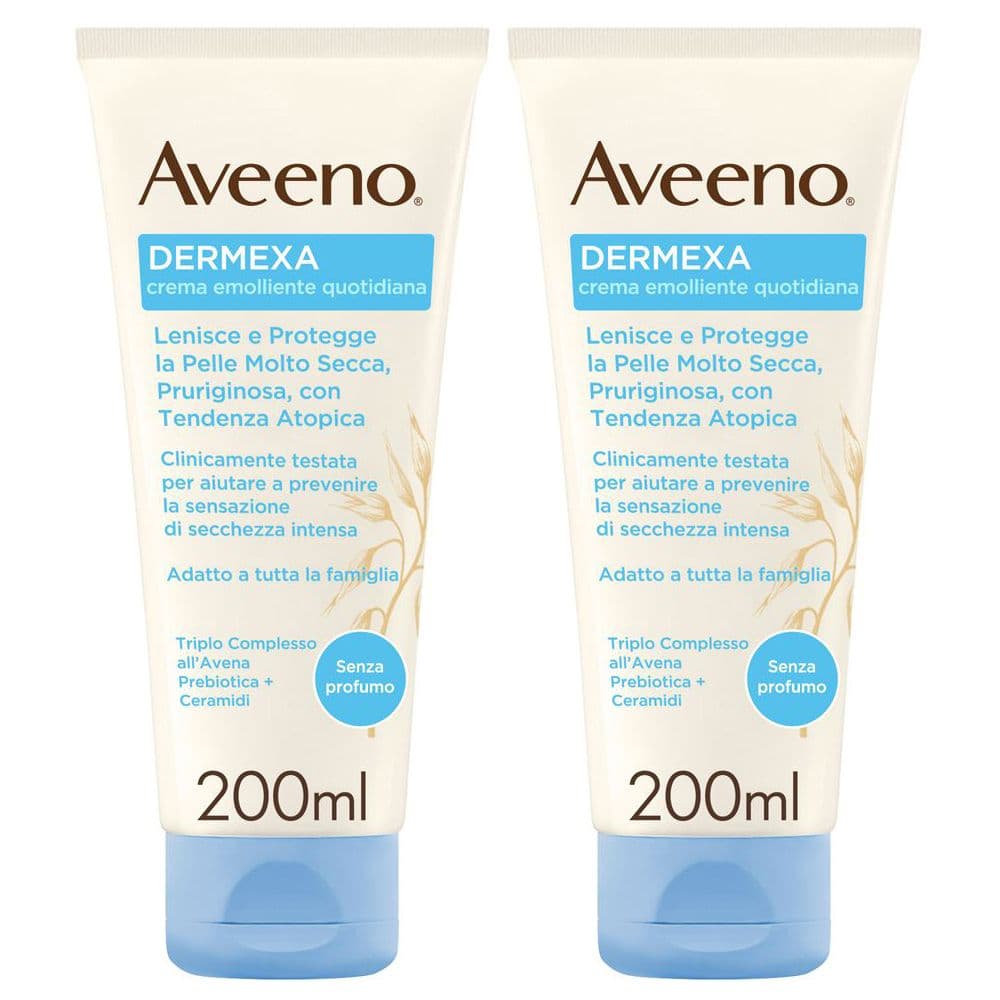 Aveeno Dermexa Crema Idratante Per Pelle Molto Secca e con Prurito, adatto per pelle con tendenza atopica e soggetta a eczema, Senza Profumo 200 ml