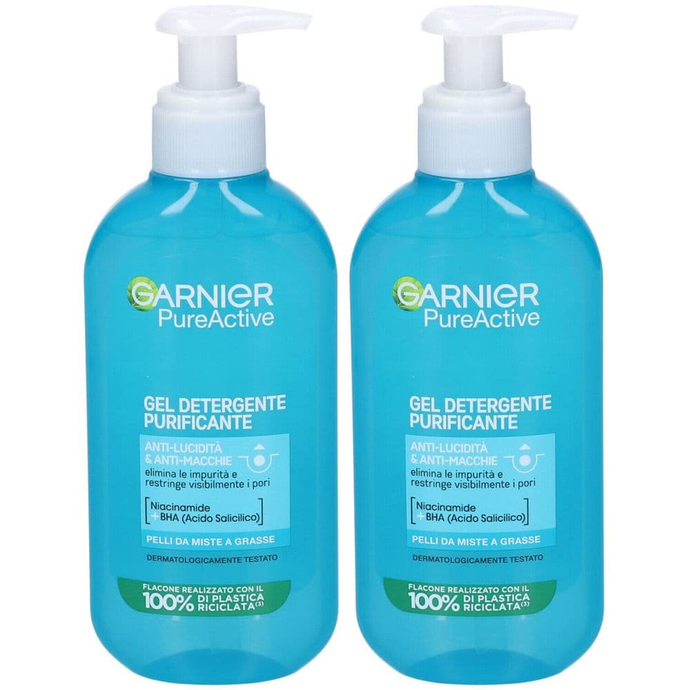 Garnier Gel Detergente Pure Active, Gel detergente purificante quotidiano per pelli miste-con Imperfezioni, 200 ml