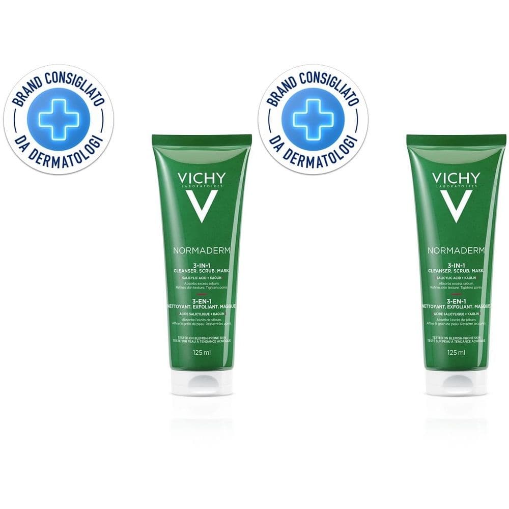 Vichy Normaderm 3 in 1 esfoliante + crema detergente + maschera 125 ml