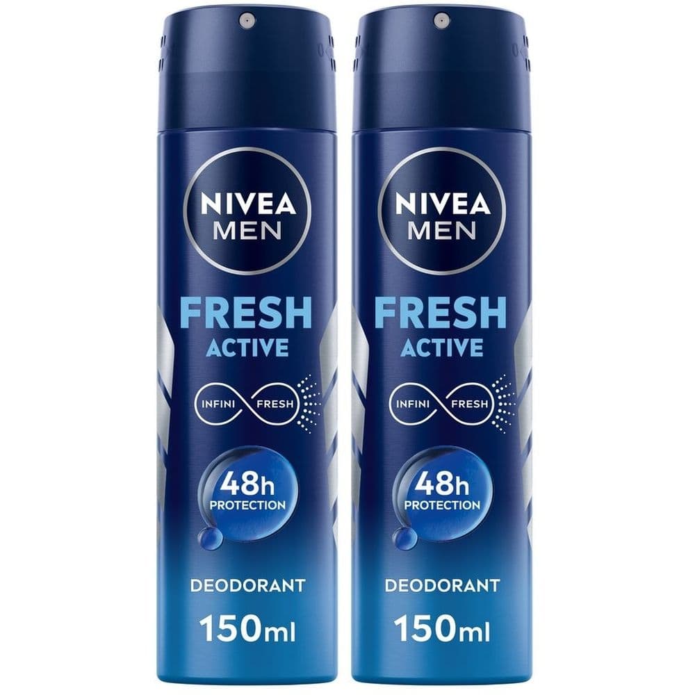 Nivea Men Fresh Active Deodorante Spray 150 ml, Deodorante antitraspirante uomo per 48 ore