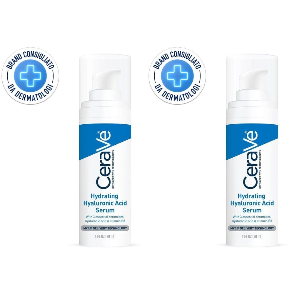 CeraVe Siero Idratante Viso con Acido Ialuronico, Siero Gel Idratante in Crema con 3 Ceramidi Essenziali, 30 ml