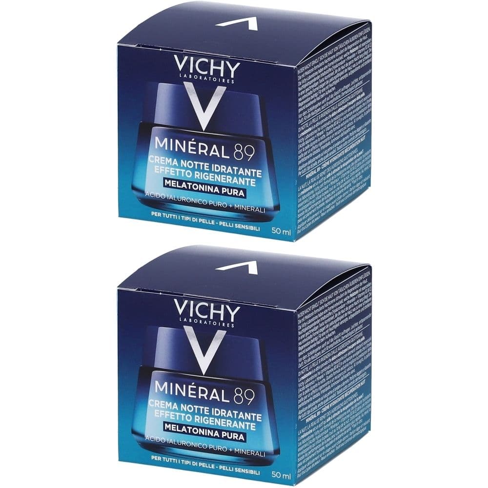 Vichy Minéral 89 Crema Notte Idratante Effetto Rigenerante con Melatonina Pura 50ml