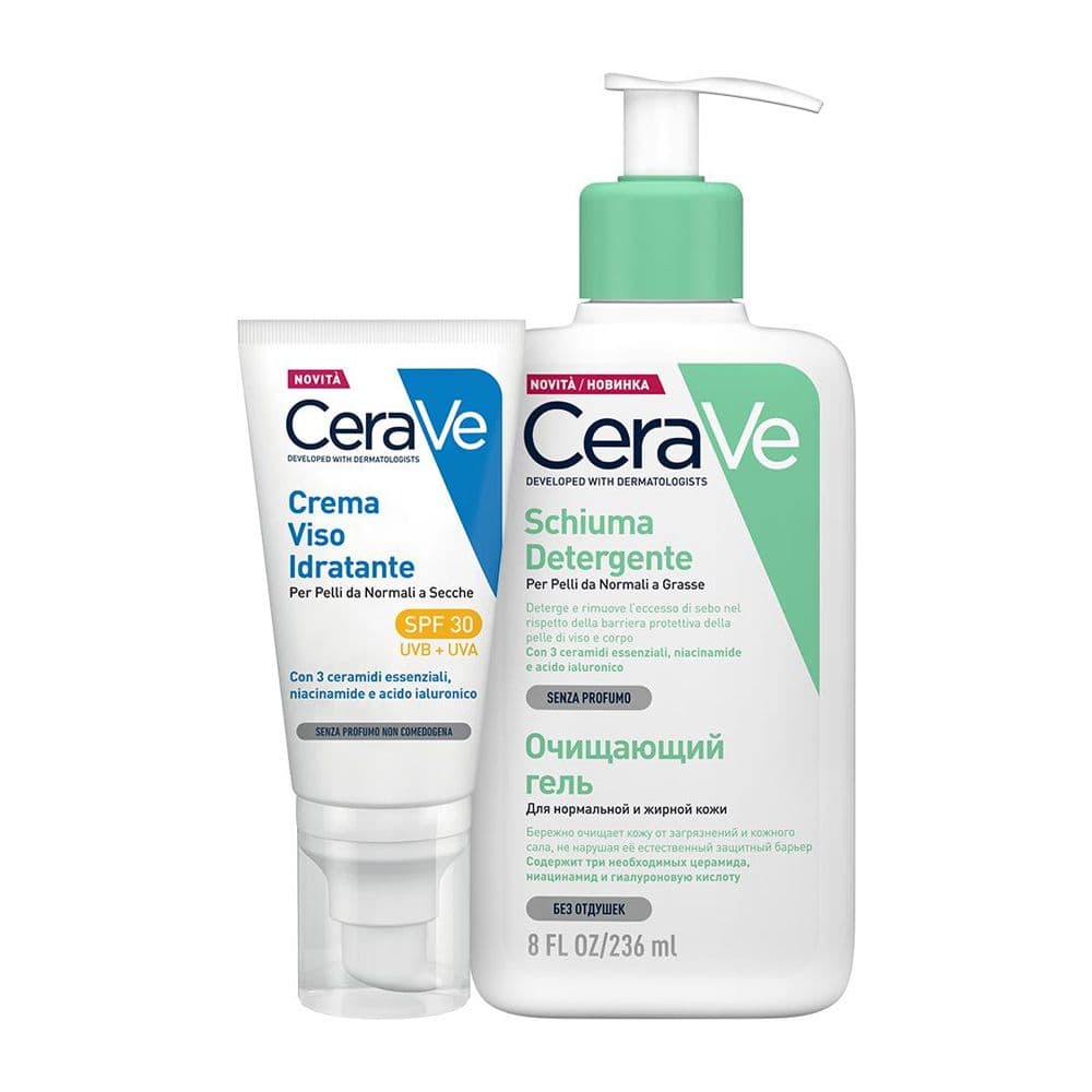 CeraVe Kit Pelle Mista Schiuma Detergente e Crema Idratante SPF30