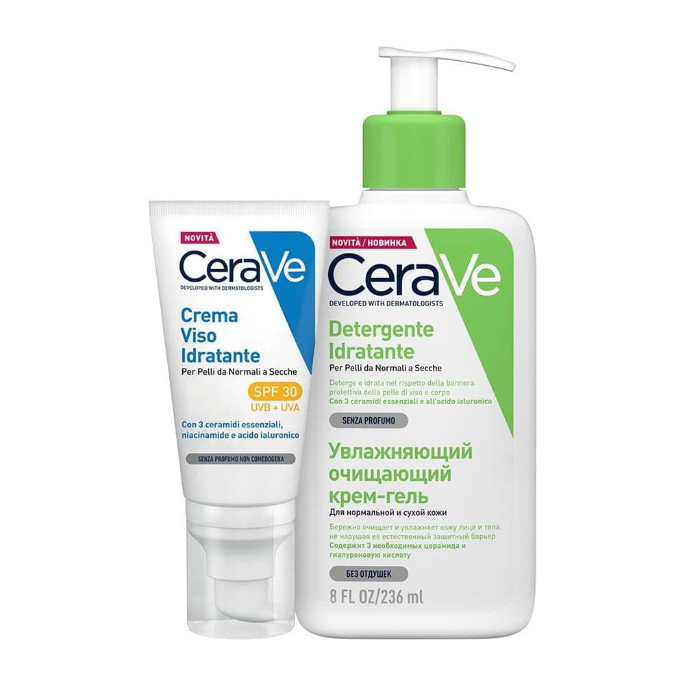 CeraVe Kit  Pelle Secca Detergente Idratante + Crema Idratante SPF30