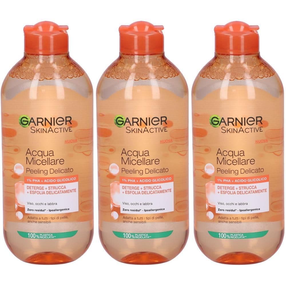 Garnier Skinactive Acqua Micellare Peeling Delicato 1% PHA + Acido Glicolico, 400ml