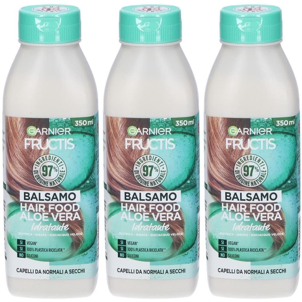 Garnier Balsamo Idratante Fructis Hair Food, Balsamo idratante all'aloe per capelli disidratati, 350 ml