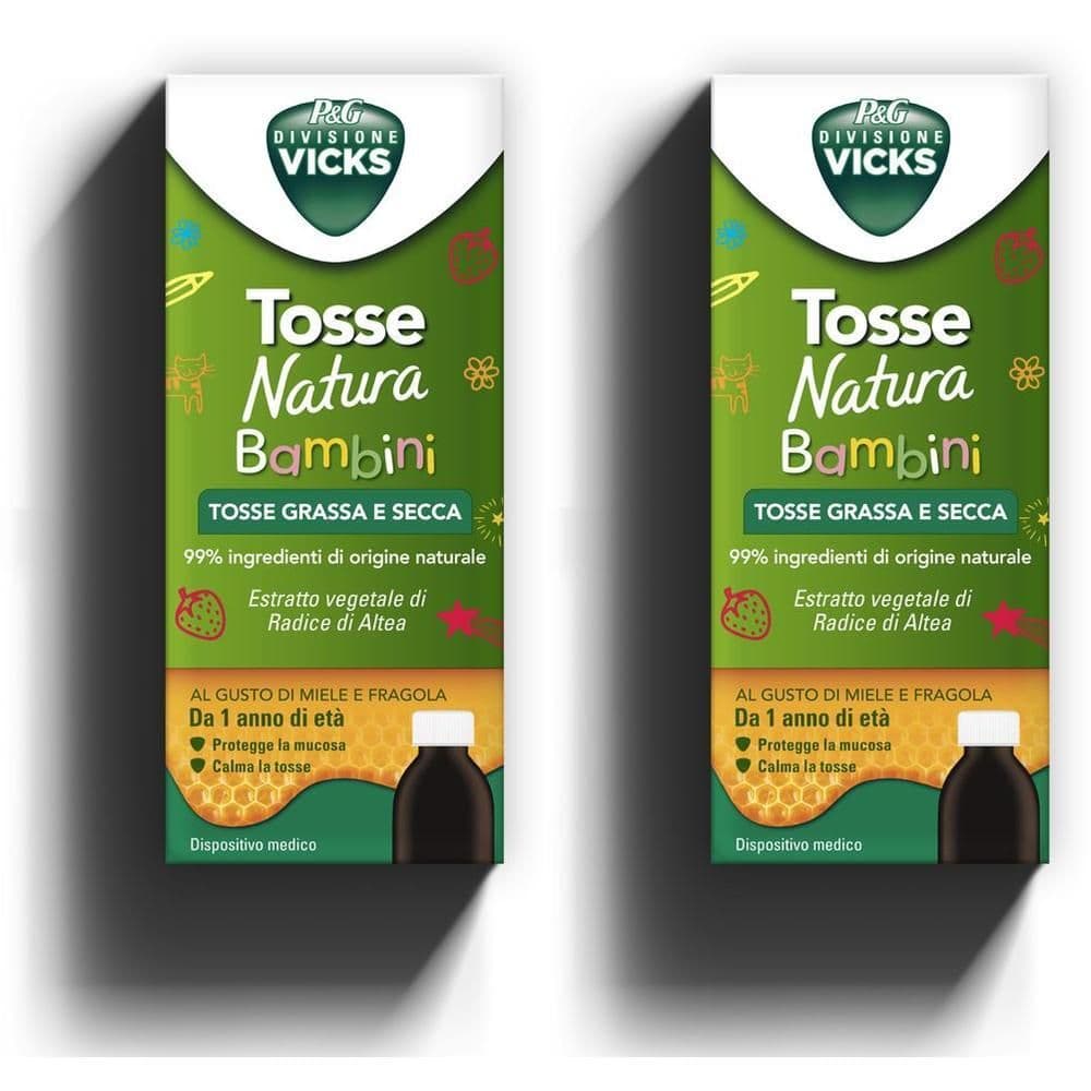 Vicks Tosse Natura Bambini Tosse Grassa e Secca Gusto Miele e Fragola