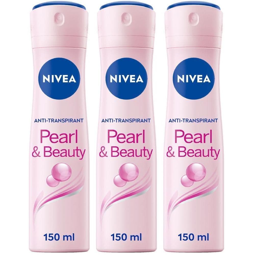 Nivea Pearl & Beauty Deodorante Spray 150ml, Deodorante donna antitraspirante per una pelle luminosa