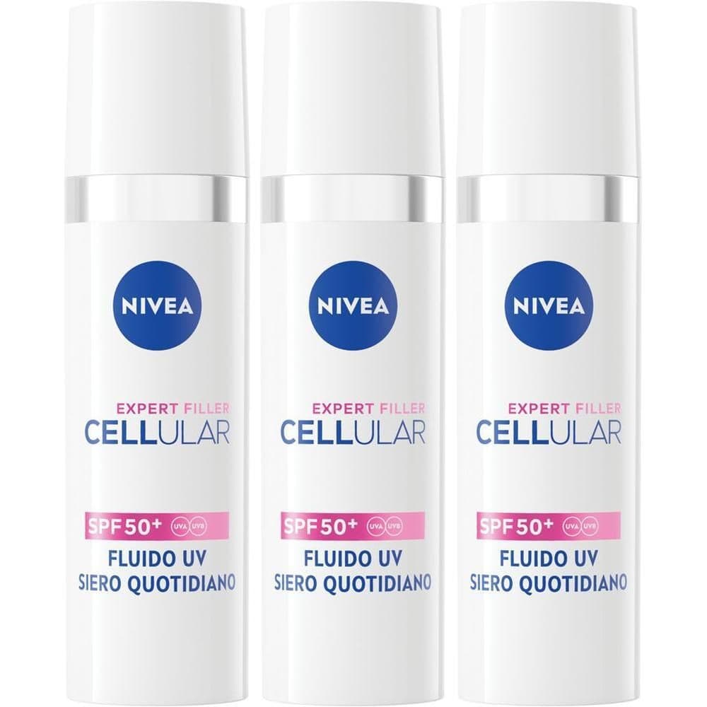 Nivea Cellular Expert Filler Fluido UV Siero Viso Quotidiano SPF 50 + 30 ml, idratante e antirughe