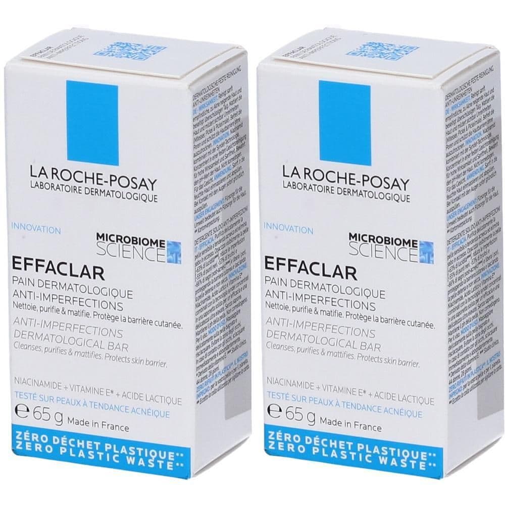 La Roche-Posay Effaclar Foaming Bar detergente solido anti-imperfezioni con Niacinamide, Acido Lattico e Vitamina E per pelle mista, grassa o a tendenza acneica 65g