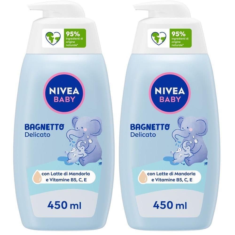 Nivea Baby Bagnetto Delicato 450 ml, Detergente neonato per una detersione delicata e idratante