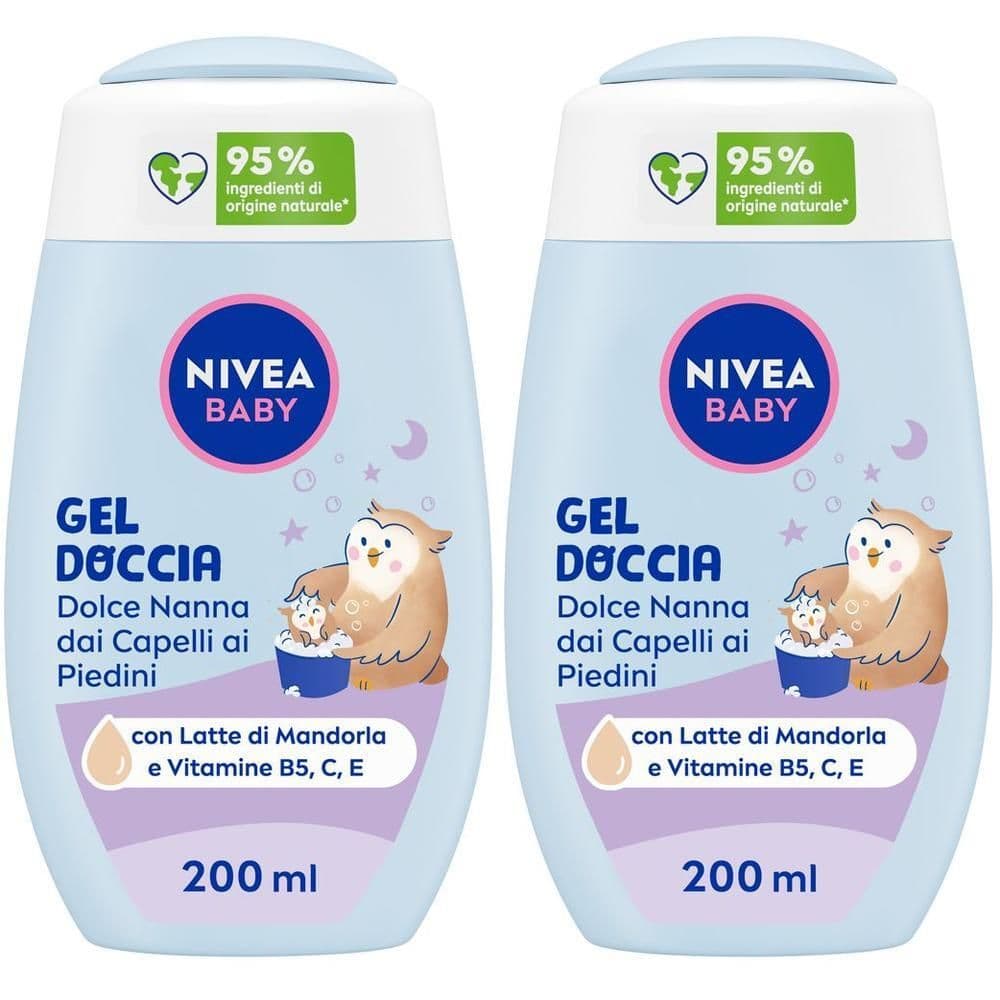 Nivea Baby Gel Doccia Dolce Nanna dai Capelli ai Piedini 200 ml, Detergente neonato corpo e capelli
