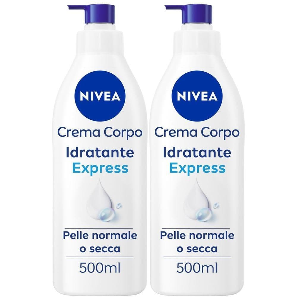 Nivea Crema Corpo Idratante Express 500 ml, Crema corpo idratante 72 ore per pelle secca o normale