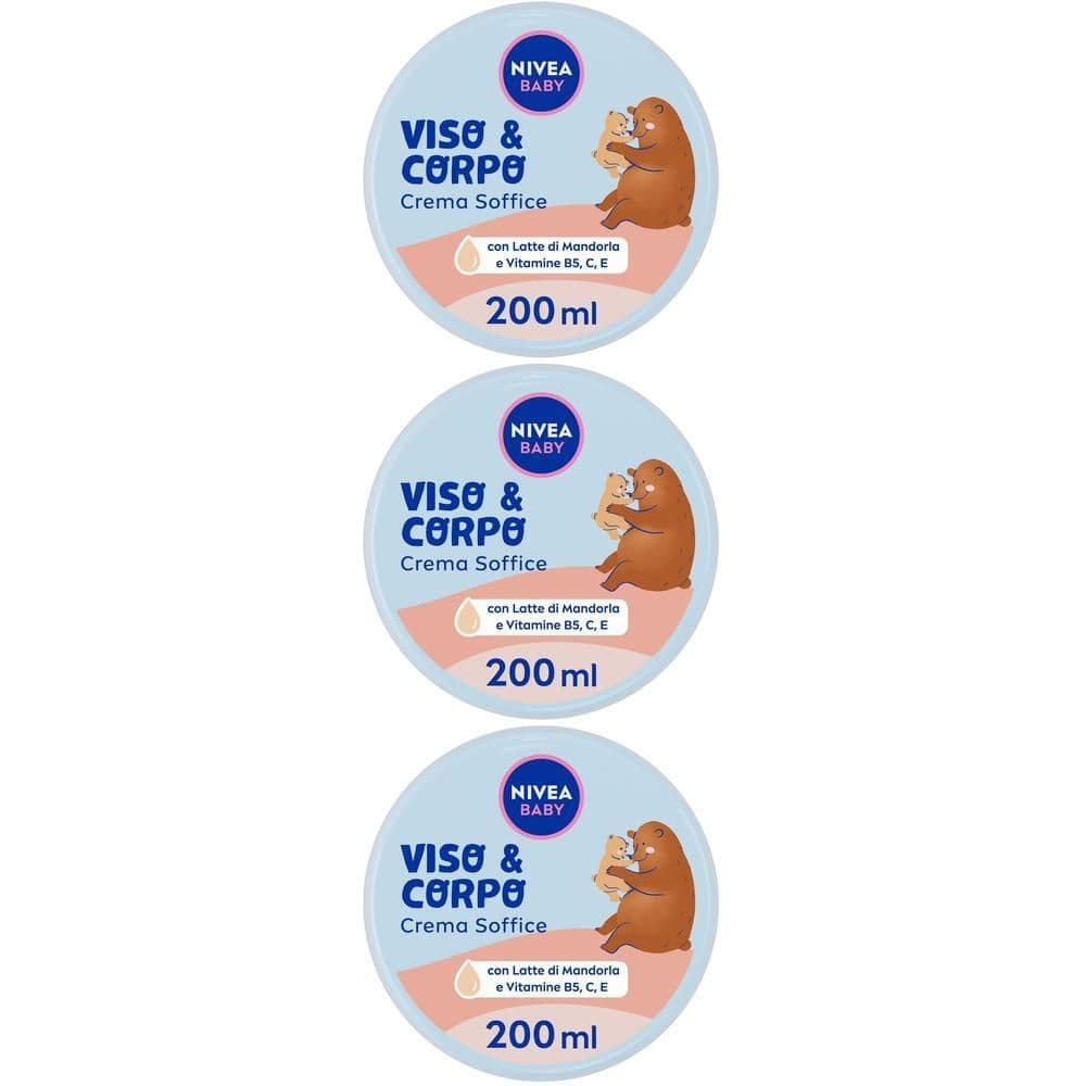 Nivea Baby Viso & Corpo Crema Soffice 200 ml, Crema bambini corpo e viso idratante e nutriente