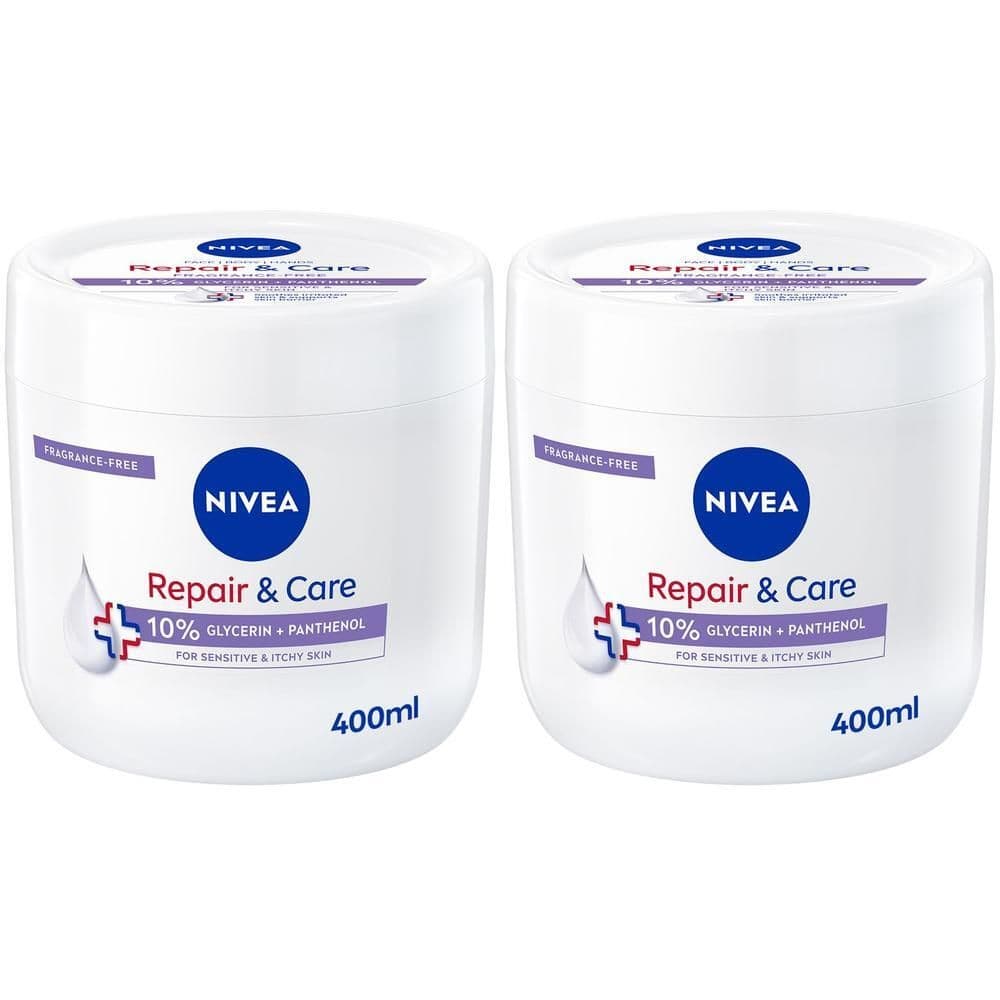 Nivea Crema Corpo Repair & Care 400 ml, Crema multiuso senza profumo per pelle sensibile e irritata