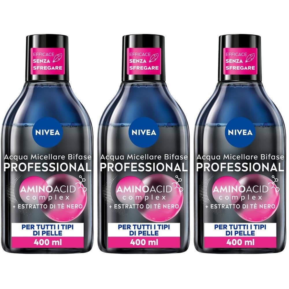 Nivea Micellair Professional Acqua Micellare Bifase 400ml, Detergente viso e occhi struccante bifase