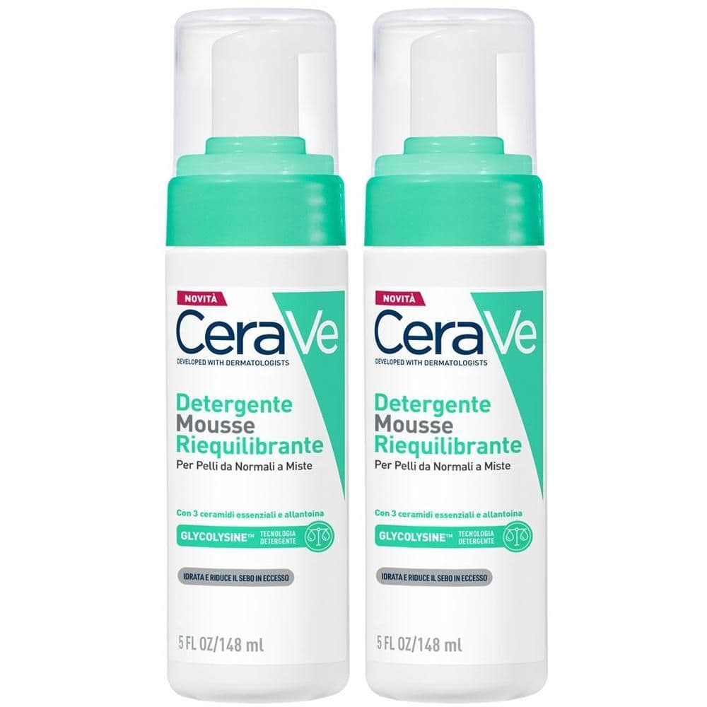 CeraVe Mousse Detergente Riequilibrante, Per Pelli Sensibili da Normali a Miste, 148ml