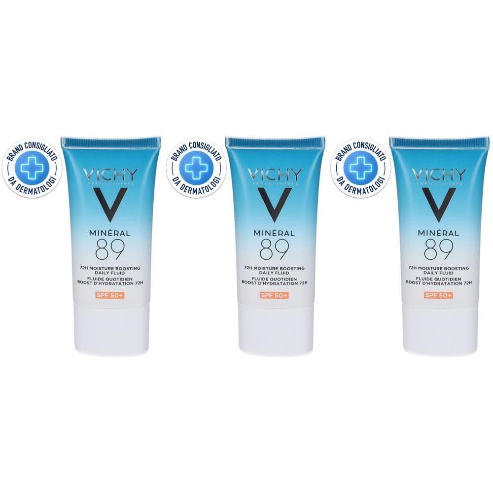 Vichy Minéral 89 Fluido Quotidiano Booster di Idratazione 72H SPF 50+ con Acido Ialuronico 50ml