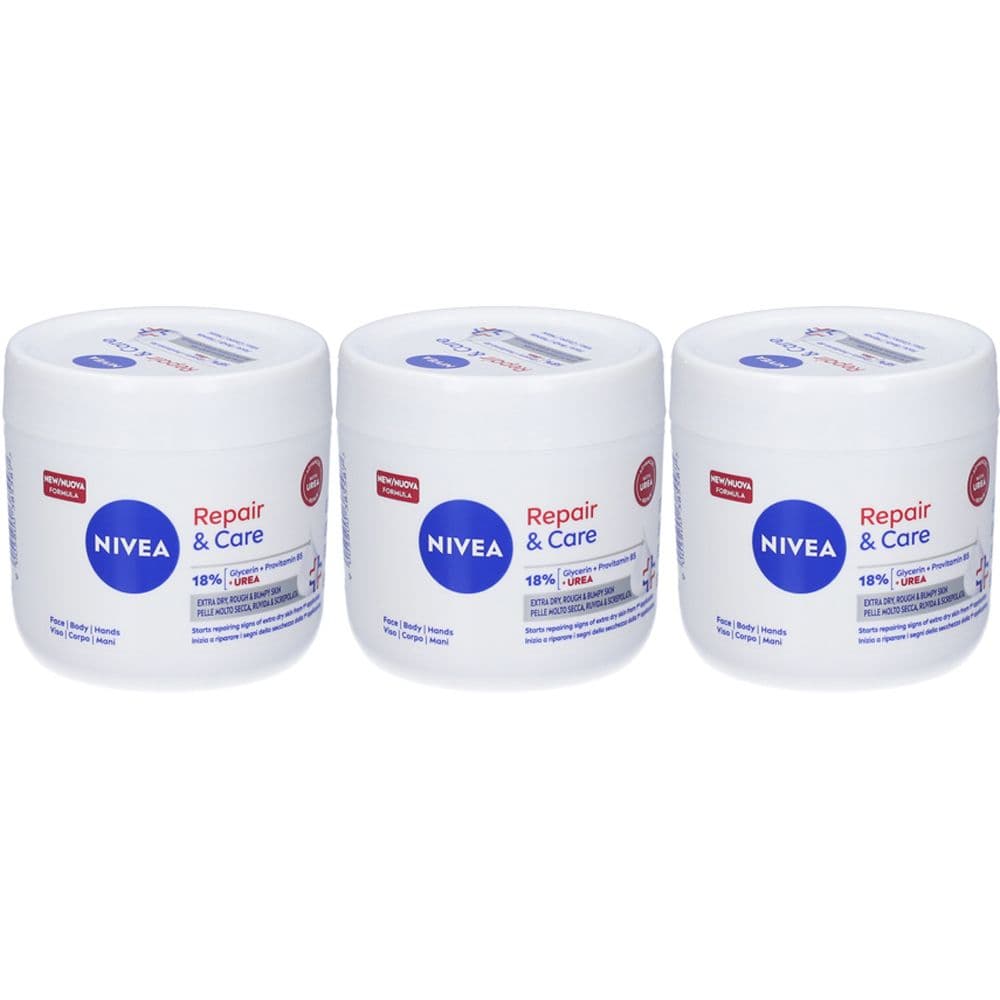 Nivea Crema Corpo Repair & Care Urea 400 ml, Crema multiuso idratante per pelle molto secca e ruvida
