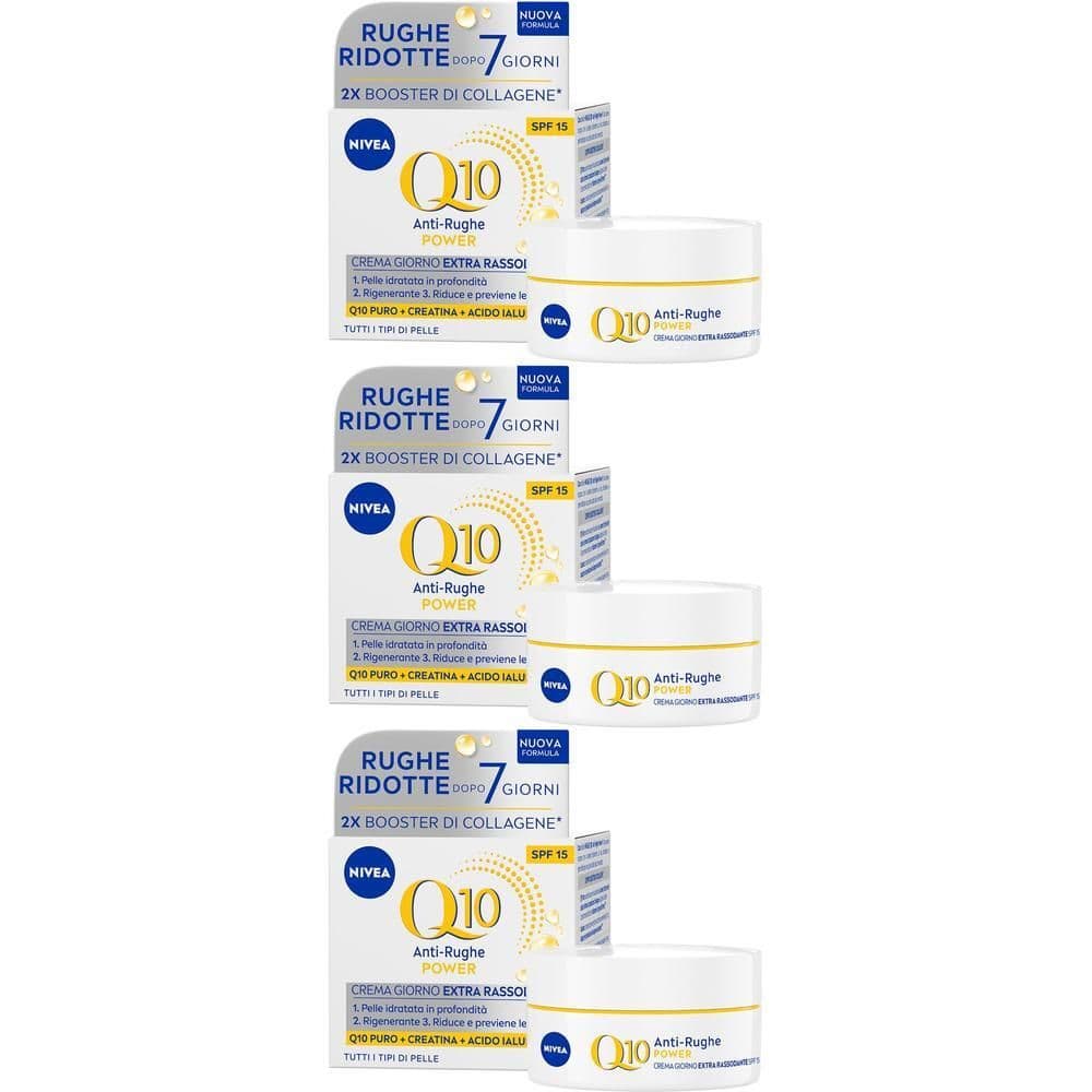 Nivea Q10 Anti-Rughe Power Crema Giorno Extra Rassodante SPF 15 50 ml, Crema viso antirughe con Q10