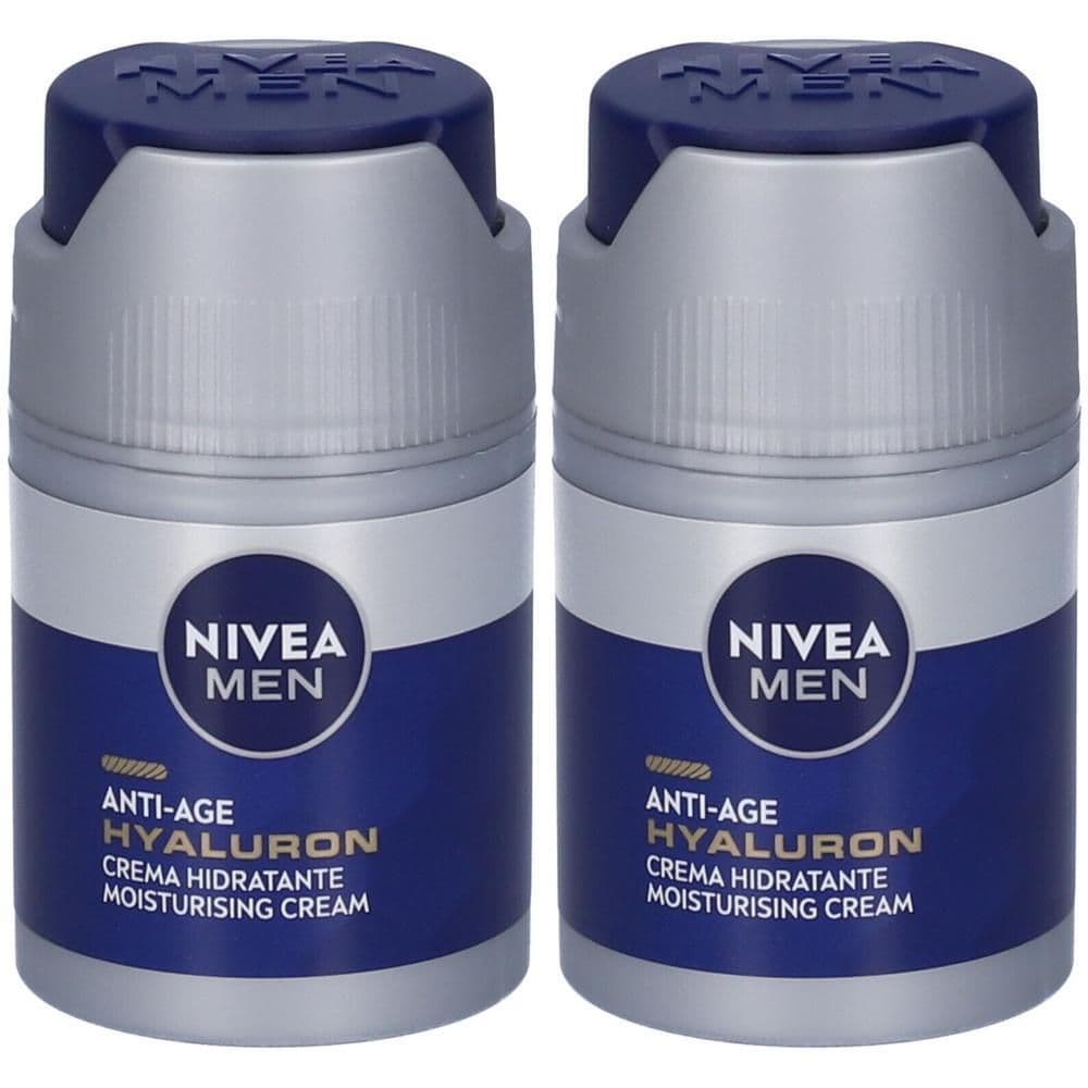 Nivea Men Anti-Age Hyaluron Crema Viso Idratante FP15 50 ml, Crema viso uomo antirughe pelli mature