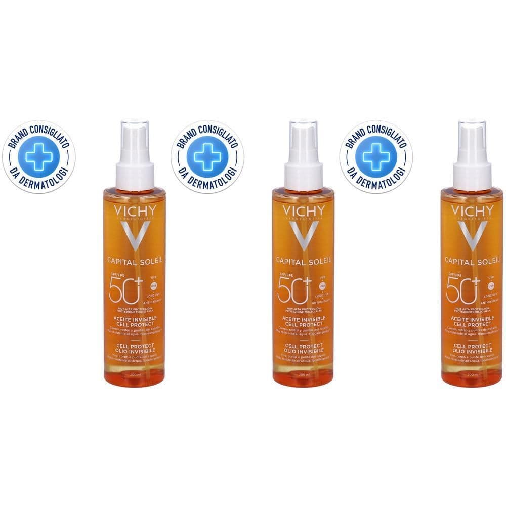Vichy Capital Soleil Cell Protect Olio Invisibile viso, corpo e capelli Protezione elevata SPF50+