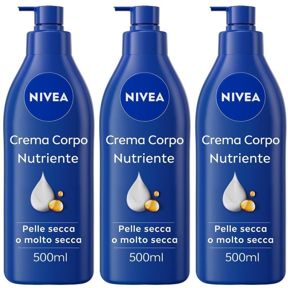 Nivea Crema Corpo Nutriente 500 ml, Crema corpo idratante 72 ore per pelle secca o molto secca