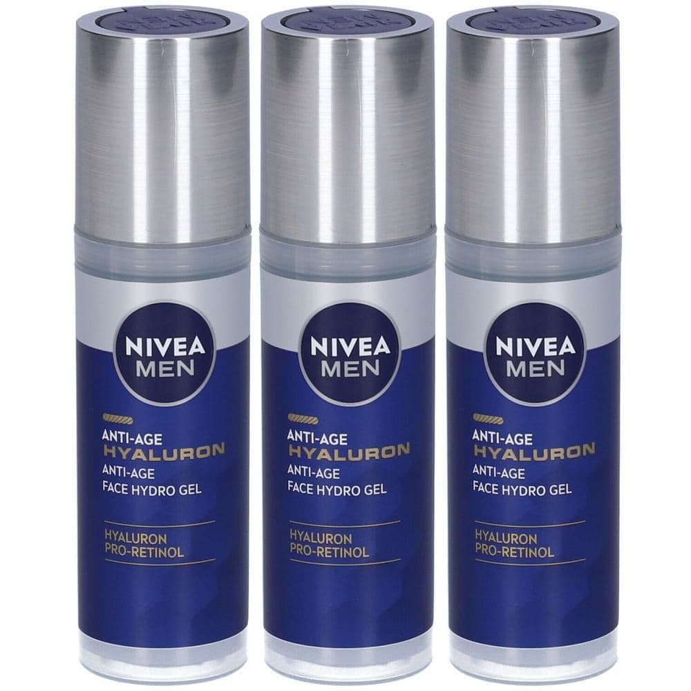 Nivea Men Anti-Age Hyaluron Hydro Gel Viso Uomo 50 ml, Crema viso uomo in gel per pelli mature