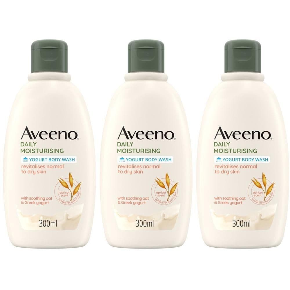 Aveeno Bagnoschiuma, Daily Moisturising Bagnodoccia Idratante Senza Sapone per una Pelle Vellutata e Luminosa, Yogurt Albicocca e Miele 300 ml