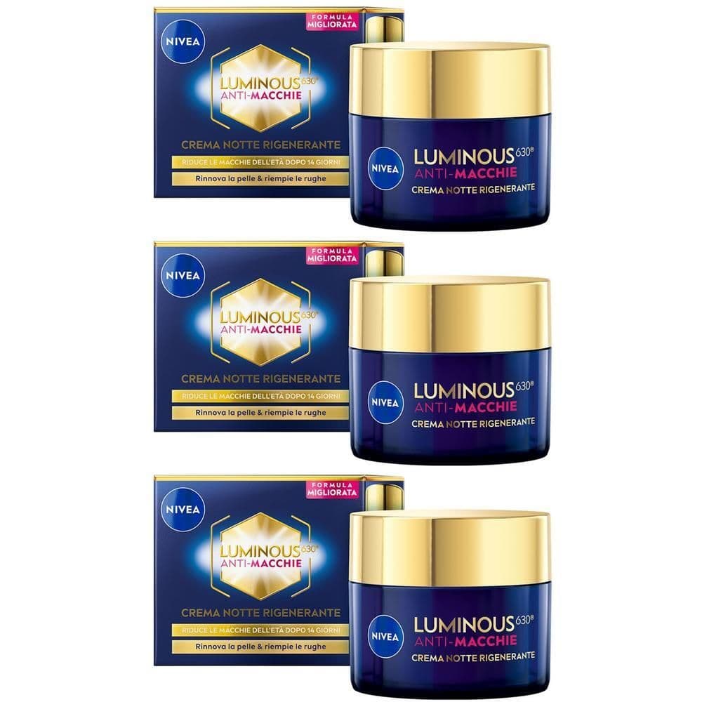 Nivea Cellular Luminous630 Anti-Macchie Crema Viso Notte Rigenerante 50 ml, Crema antimacchia viso