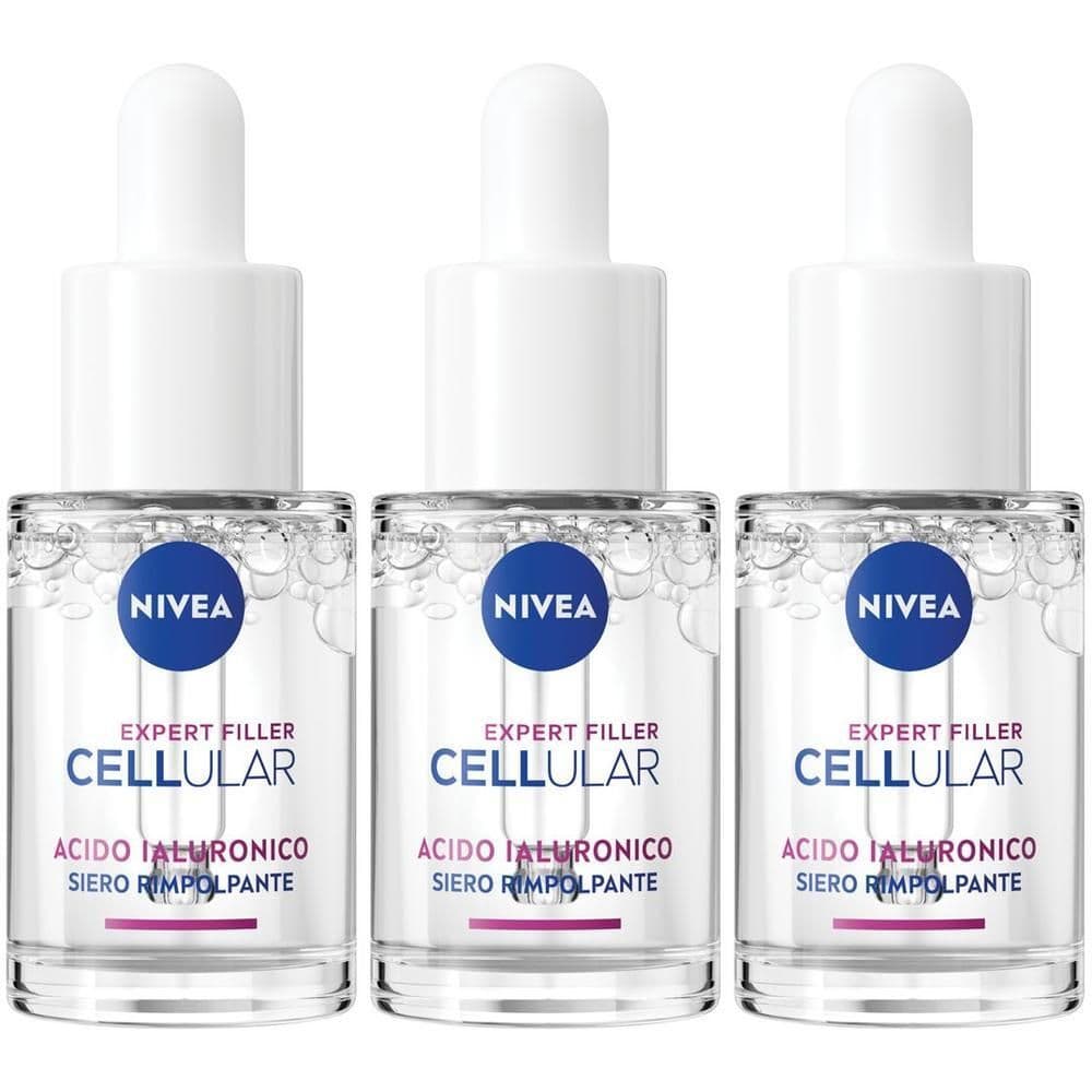 Nivea Cellular Expert Filler Siero Viso Acido Ialuronico Rimpolpante 15 ml, antirughe e rassodante
