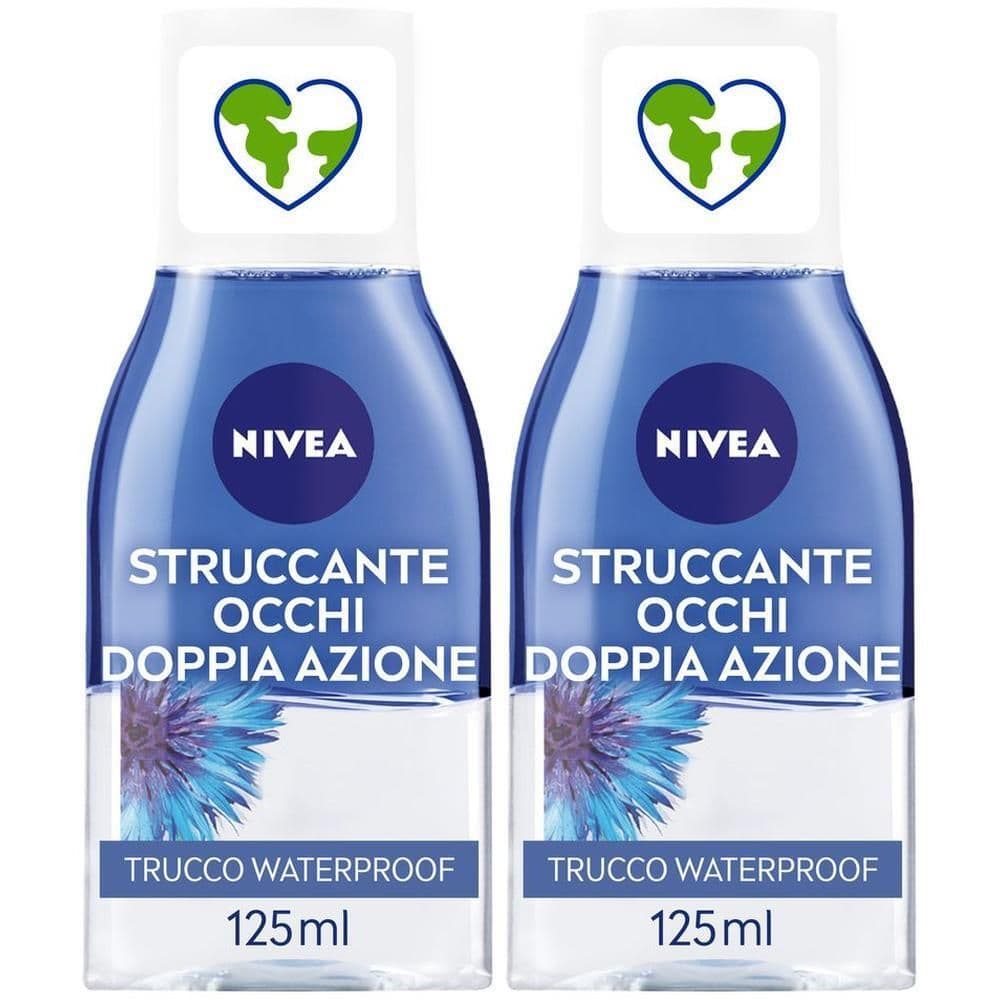 Nivea Struccante Occhi Doppia Azione 125 ml, Olio struccante bifasico per gli occhi