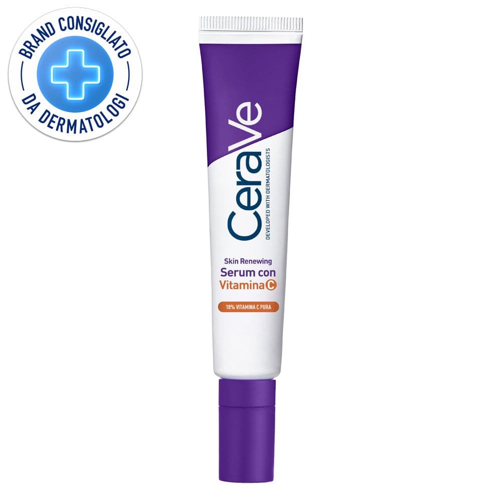 CeraVe Skin Renewing Siero Vitamina C, Con 10% Vitamina C Pura, 3 Ceramidi Essenziali, Acido Ialuronico e Vitamina B5, Per i Primi Segni dell'Età, 30 ml
