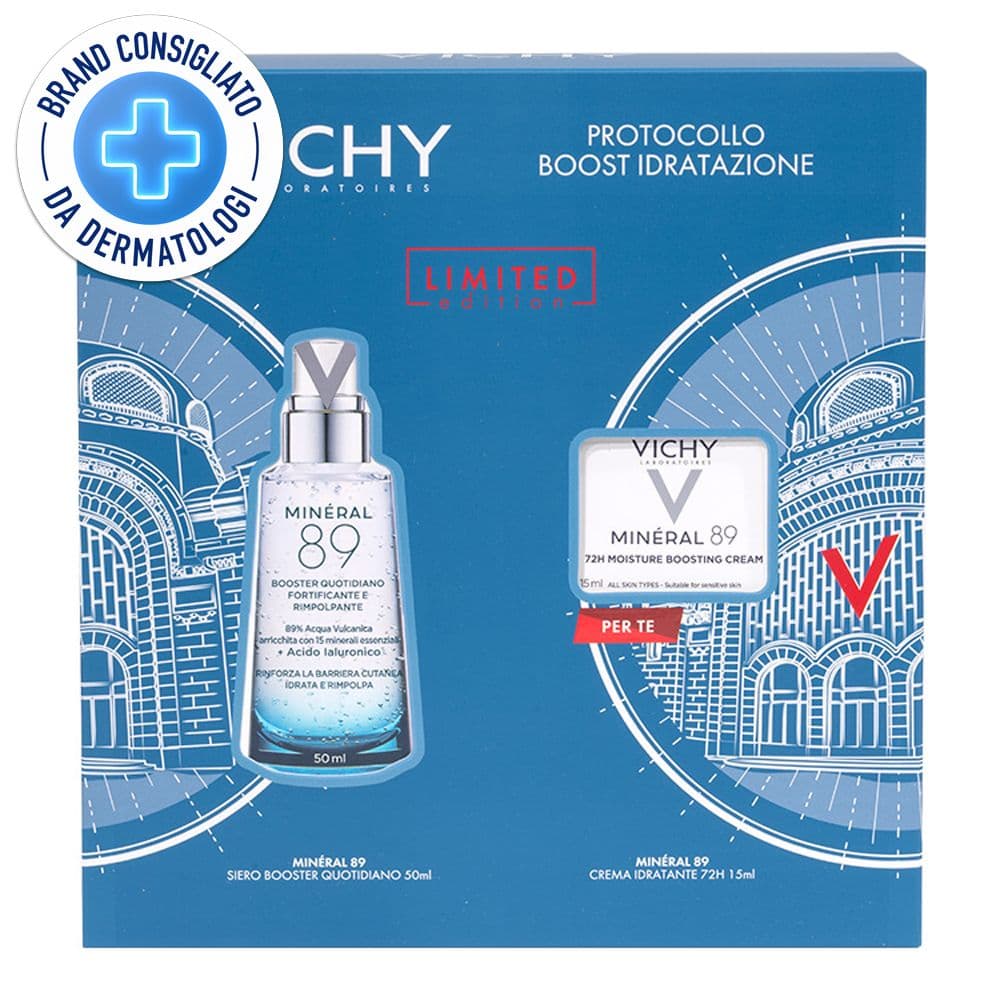 Vichy Cofanetto Regalo Boost Idratazione con Minéral 89 Booster Siero 50ml + Minéral 89 Crema 15ml