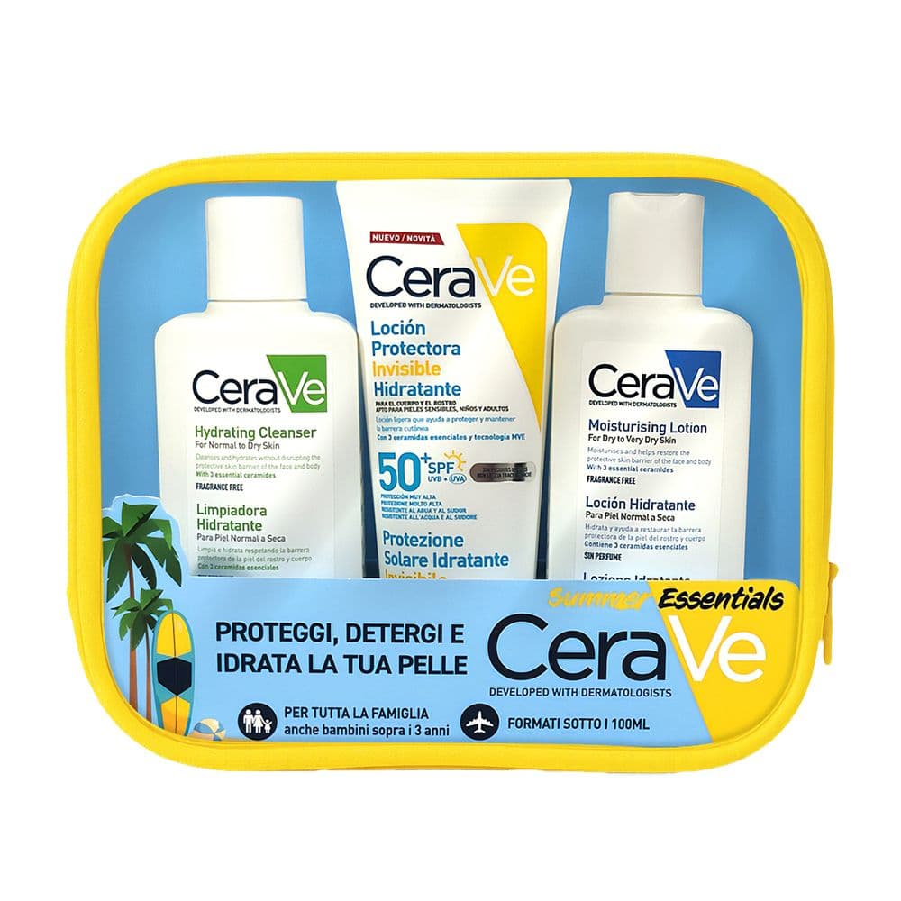 CeraVe Kit Protezione Solare SPF50+, Detergente e Lozione Idratante