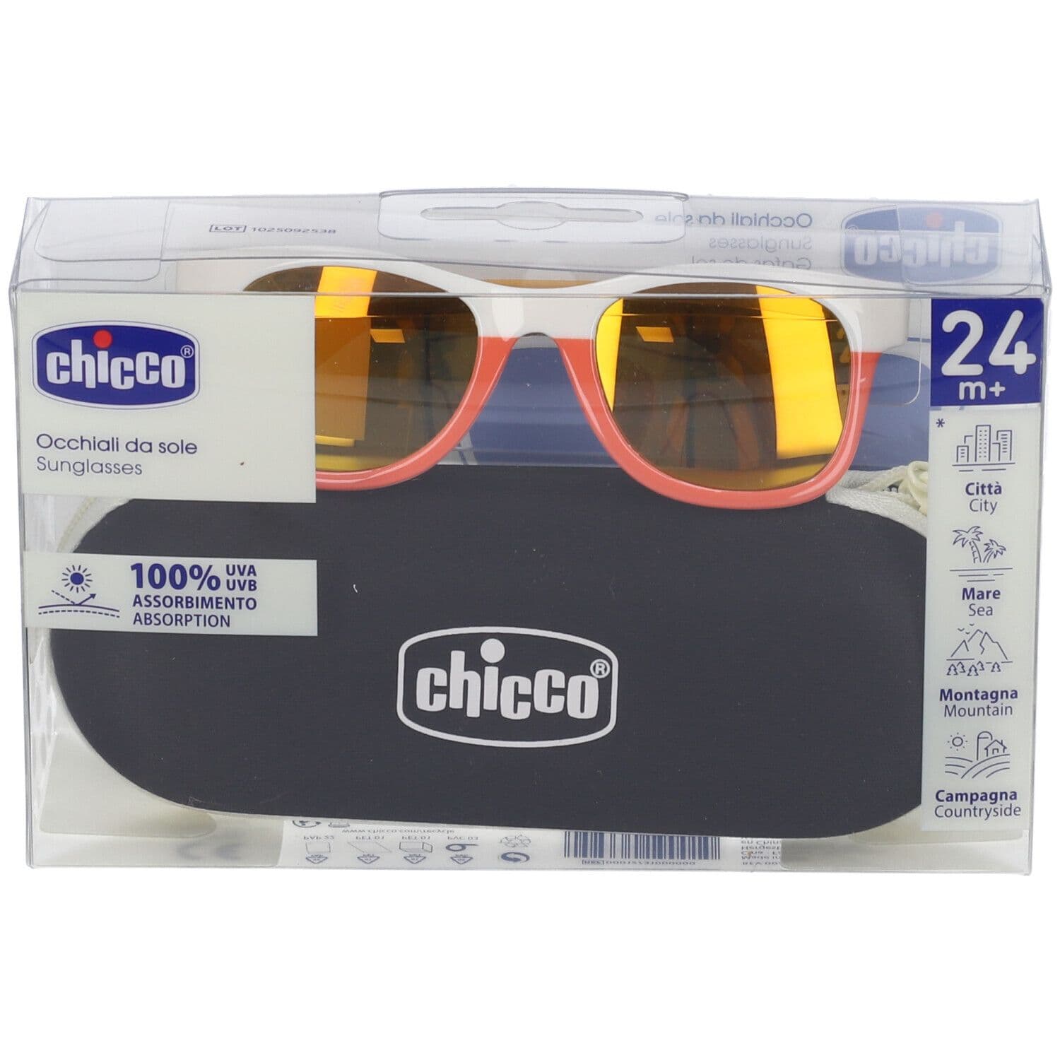 Chicco Occhiali da Sole per Bambini Lenti a Specchio Colore Rosso 24M+