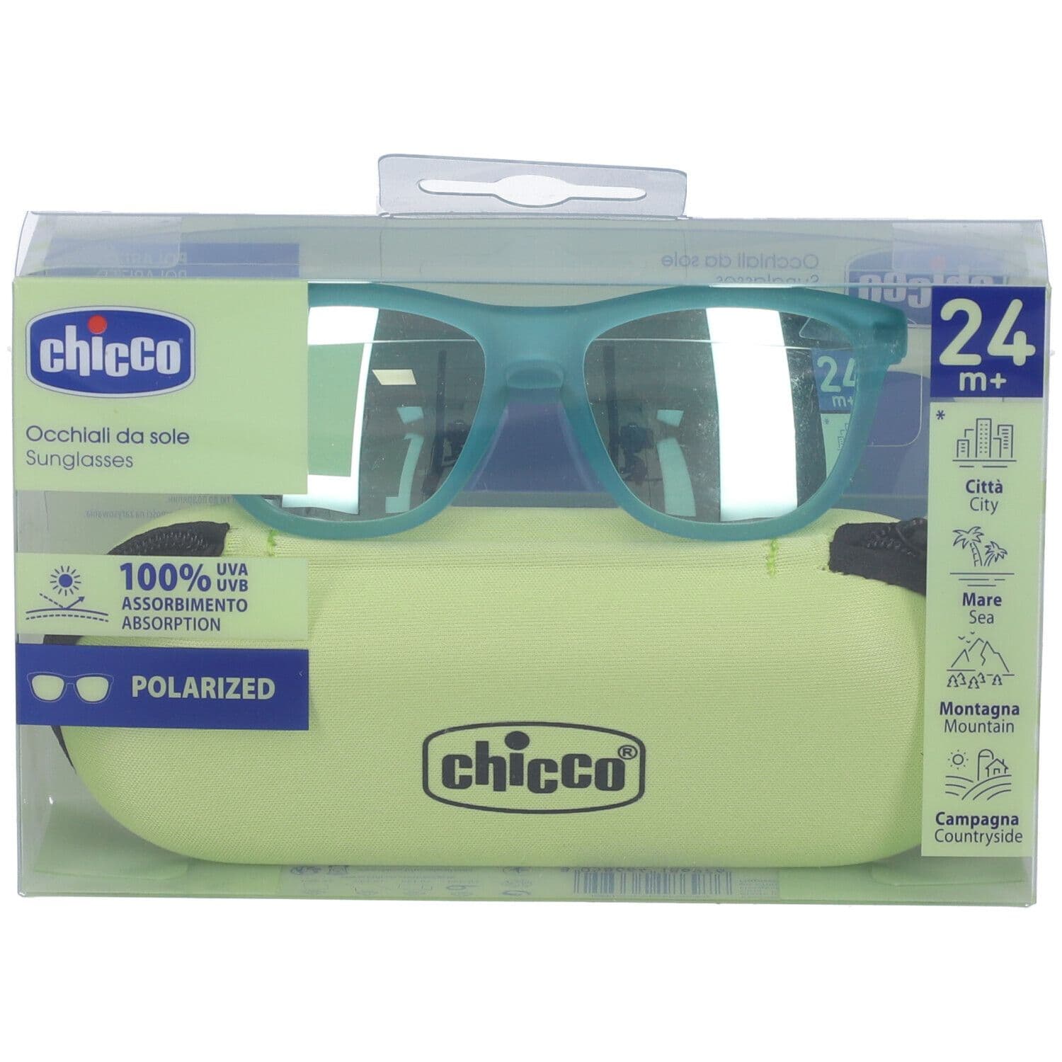 Chicco Occhiali da Sole per Bambini con Lenti Polarizzate Colore Verde Acqua 24M+