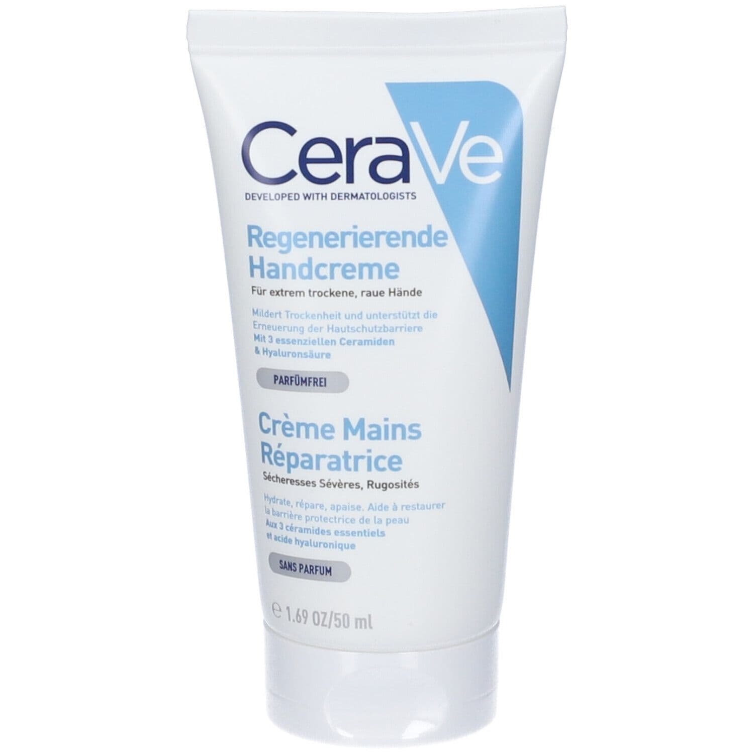 CeraVe Crema Mani Riparatrice Idratazione Intensa con Acido Ialuronico, Per Pelle Molto Secca, Ruvida o Screpolata, 50 ml