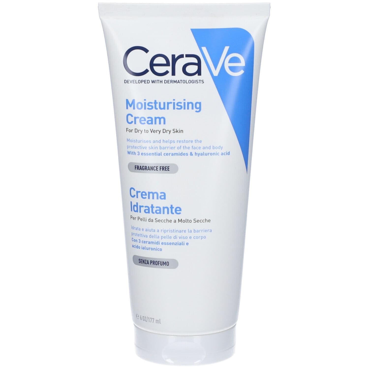 CeraVe Crema Idratante, Per Pelli Da Secche a Molto Secche Per il Corpo e il Viso, 177 ml