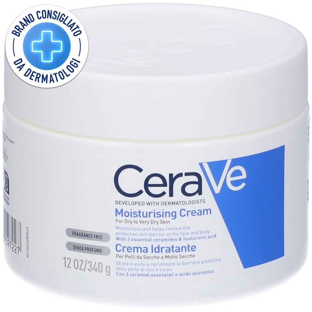 CeraVe Crema Idratante, Per Pelli Da Secche a Molto Secche Per il Corpo e il Viso, 340 g