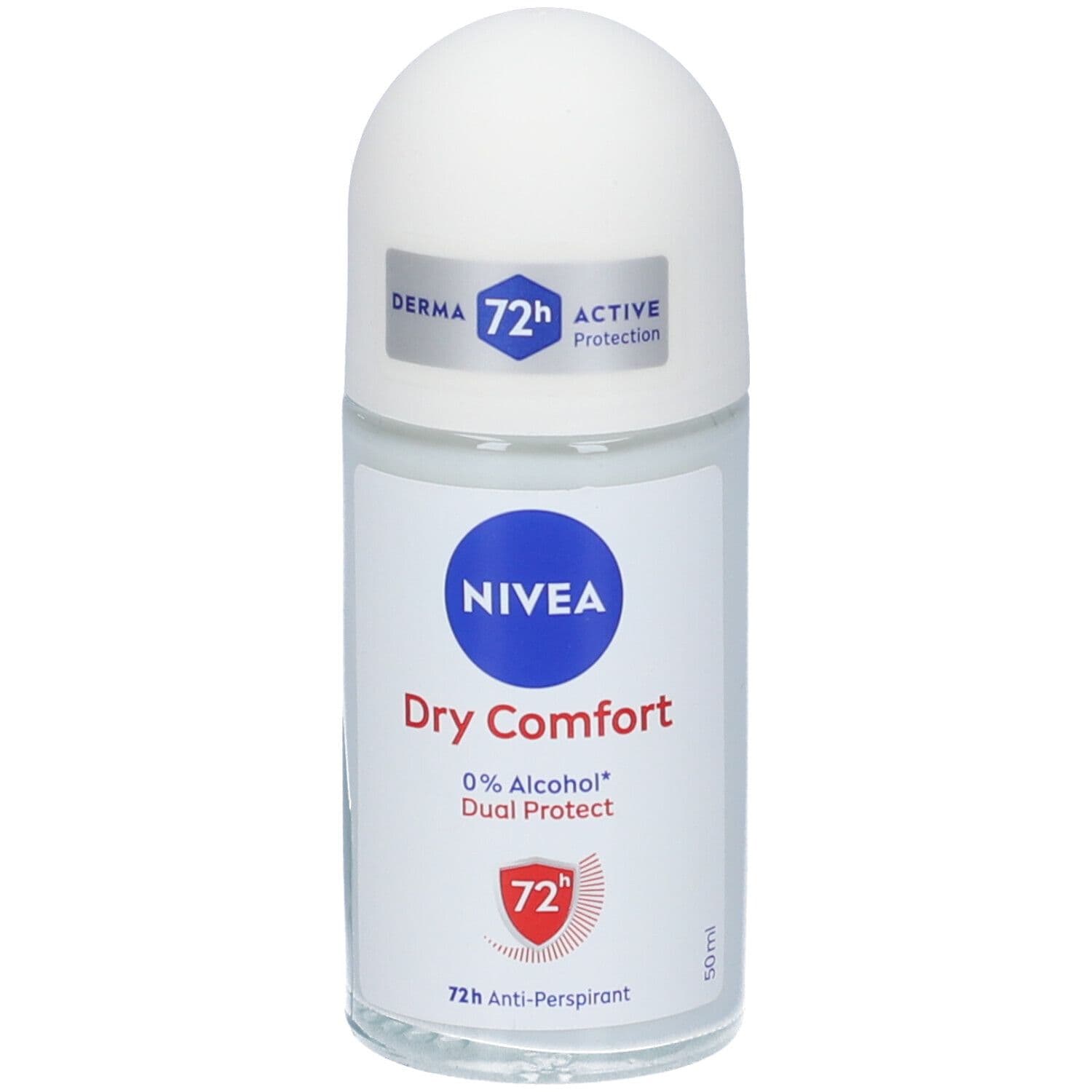 Nivea Dry Comfort Deodorante Roll On 50 ml, Deodorante antitraspirante 72h con formula Dual Active
