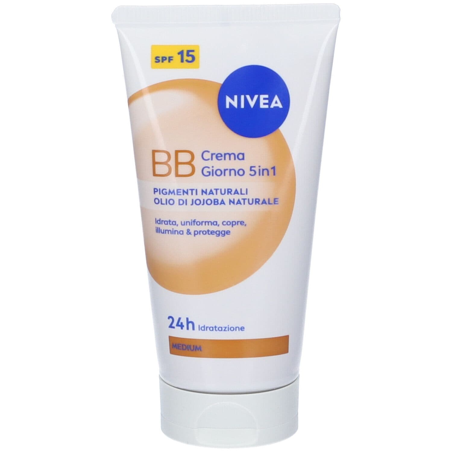 Nivea 5 in 1 BB Cream Super Idratante 24H No Stop Dorata 50 ml, Crema viso colorata con SPF15