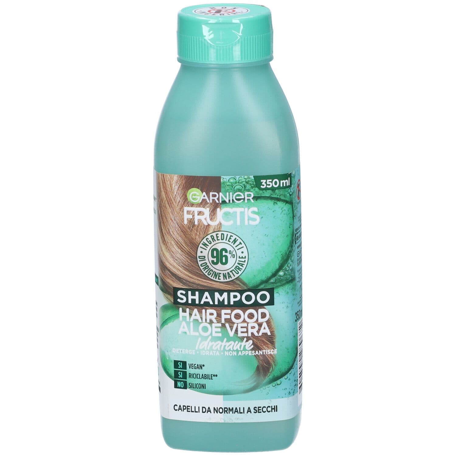 Garnier Shampoo Idratante Fructis Hair Food, Shampoo idratante all'aloe per capelli disidratati, 350 ml